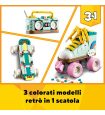 Lego Creator 3in1 - Pattino a rotelle retrò - Lego 31148 Trasformabile in Mini Skateboard o Radio Giocattolo Anni 8+ 342pz