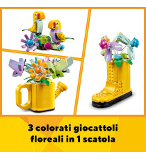 Lego Creator 3in1 - Innaffiatoio con fiori - Lego 31149 Trasformabile in Stivale Giallo o 2 Uccelli con Trespolo Anni 8+ 420pz