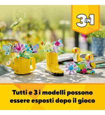 Lego Creator 3in1 - Innaffiatoio con fiori - Lego 31149 Trasformabile in Stivale Giallo o 2 Uccelli con Trespolo Anni 8+ 420pz