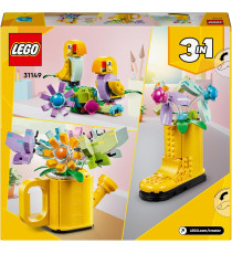 Lego Creator 3in1 - Innaffiatoio con fiori - Lego 31149 Trasformabile in Stivale Giallo o 2 Uccelli con Trespolo Anni 8+ 420pz