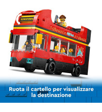 Lego City - Autobus turistico rosso a due piani - Lego 60407 con Veicolo in Stile Londinese e 5 Minifigure Anni 7+ 384pz