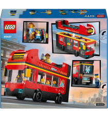Lego City - Autobus turistico rosso a due piani - Lego 60407 con Veicolo in Stile Londinese e 5 Minifigure Anni 7+ 384pz