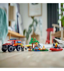 Lego City - Fuoristrada antincendio e gommone di salvataggio - Lego 60412 Rimorchio per Barca, 2 Vigili del Fuoco Anni 5+ 301pz