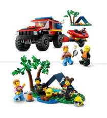 Lego City - Fuoristrada antincendio e gommone di salvataggio - Lego 60412 Rimorchio per Barca, 2 Vigili del Fuoco Anni 5+ 301pz