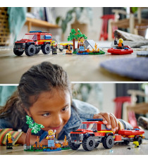 Lego City - Fuoristrada antincendio e gommone di salvataggio - Lego 60412 Rimorchio per Barca, 2 Vigili del Fuoco Anni 5+ 301pz