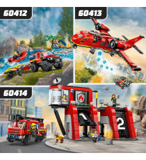 Lego City - Fuoristrada antincendio e gommone di salvataggio - Lego 60412 Rimorchio per Barca, 2 Vigili del Fuoco Anni 5+ 301pz