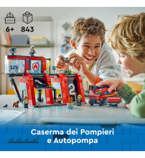 Lego City - Caserma dei pompieri e autopompa - Lego 60414 6 Minifigure, Cane e Accessori Anni 6+ 843pz