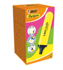 Evidenziatore Flat  - punta a scalpello - tratto da 1,2mm-4,6mm - giallo - Bic - conf. 12 pezzi