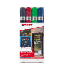 Marcatore a gesso liquido 4095 - punta tonda - da 2 a 3mm - colori assortiti - Edding - astuccio 4 pezzi Marcatore a gesso liquido 4095 - punta tonda - da 2 a 3mm - colori assortiti - Edding - astuccio 4 pezzi