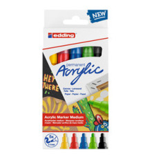 Marcatore permanente acrilico 5100 - punta tonda - da 2 a 3 mm - colori assortiti basic - Edding - conf. 5 pezzi Marcatore permanente acrilico 5100 - punta tonda - da 2 a 3 mm - colori assortiti basic - Edding - conf. 5 pezzi