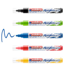 Marcatore permanente acrilico 5100 - punta tonda - da 2 a 3 mm - colori assortiti basic - Edding - conf. 5 pezzi Marcatore permanente acrilico 5100 - punta tonda - da 2 a 3 mm - colori assortiti basic - Edding - conf. 5 pezzi