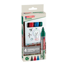 Marcatore per lavagne bianche 28 EcoLine - punta conica - da 1,5 a 3 mm - colori assortiti - Edding - astuccio 4 pezzi Marcatore per lavagne bianche 28 EcoLine - punta conica - da 1,5 a 3 mm - colori assortiti - Edding - astuccio 4 pezzi
