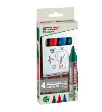 Marcatore per lavagne bianche 28 EcoLine - punta conica - da 1,5 a 3 mm - colori assortiti - Edding - astuccio 4 pezzi Marcatore per lavagne bianche 28 EcoLine - punta conica - da 1,5 a 3 mm - colori assortiti - Edding - astuccio 4 pezzi