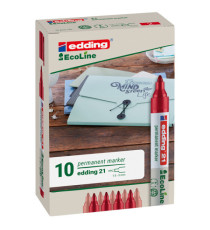 Marcatore permanente 21 Ecoline - punta conica -  da 1,5 a 3 mm - rosso - Edding Marcatore permanente 21 Ecoline - punta conica -  da 1,5 a 3 mm - rosso - Edding