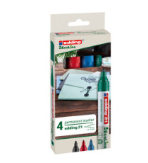 Marcatore permanente 21 Ecoline - punta conica - da 1,5 a 3 mm - colori assortiti - Edding - conf. 4 pezzi Marcatore permanente 21 Ecoline - punta conica - da 1,5 a 3 mm - colori assortiti - Edding - conf. 4 pezzi