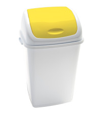 Pattumiera con coperchio basculante Rif - 44x33x68 cm - 50 L - bianco/giallo - Medial al