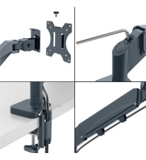 Braccio salvaspazio  - per 2 monitor & laptop - grigio scuro - Leitz
