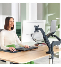 Braccio salvaspazio  - per 2 monitor & laptop - grigio scuro - Leitz
