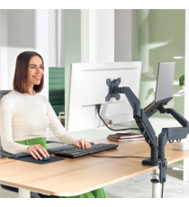 Braccio salvaspazio  - per 2 monitor & laptop - grigio scuro - Leitz