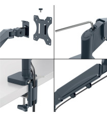 Braccio salvaspazio - per 1 monitor - grigio scuro - Leitz