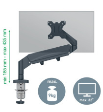 Braccio salvaspazio - per 1 monitor - grigio scuro - Leitz