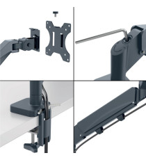 Braccio salvaspazio - per 1 monitor - grigio scuro - Leitz