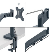 Braccio salvaspazio - per 2 monitor - grigio scuro - Leitz