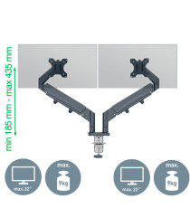 Braccio salvaspazio - per 2 monitor - grigio scuro - Leitz