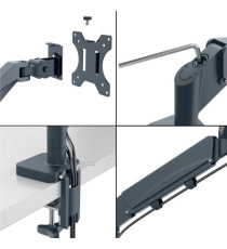 Braccio salvaspazio - per 2 monitor - grigio scuro - Leitz