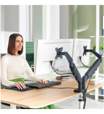 Braccio salvaspazio - per 2 monitor - grigio scuro - Leitz