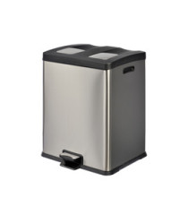 Pattumiera a pedale Multiflux - 49,5 × 45,9 × 63,6 cm - 2 secchi da 30 L ciascuno - inox - Medial