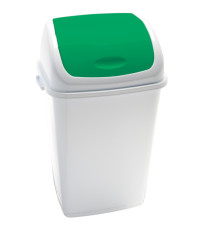 Pattumiera con coperchio basculante Rif - 44x33x68 cm - 50 L - bianco/verde - Medial Pattumiera con coperchio basculante Rif - 44x33x68 cm - 50 L - bianco/verde - Medial