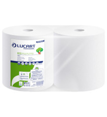 Bobina asciugatutto Eco Pulitutto - microgoffrata - 2 veli - diametro 24,5 cm - 23,5 cm x 212 m - 18,5 gr - bianco  - Lu