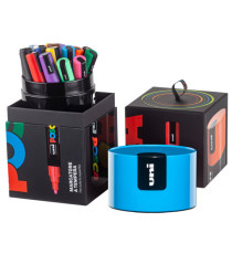 Gift Box c/coperchio blu 18 marcatori Uni Posca PC5M punta media col.ass. UNI