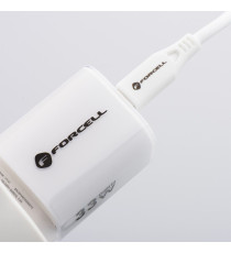 Pack caricabatterie da muro 2 porte USB-A e USB-C 33W white Forcell F-Energy Crystal VT-41 cavo type-c PD QC4.0 tecnologia GaN3 Pack caricabatterie da muro 2 porte USB-A e USB-C 33W white Forcell F-Energy Crystal VT-41 cavo type-c PD QC4.0 tecnologia GaN3