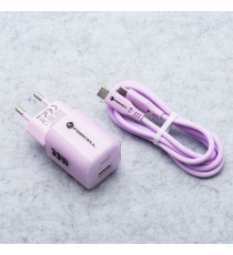 Pack caricabatterie da muro 2 porte USB-A e USB-C 33W purple Forcell F-Energy Crystal VT-41 cavo type-c PD QC4.0 tecnologia GaN3 Pack caricabatterie da muro 2 porte USB-A e USB-C 33W purple Forcell F-Energy Crystal VT-41 cavo type-c PD QC4.0 tecnologia GaN3