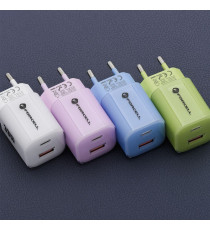 Pack caricabatterie da muro 2 porte USB-A e USB-C 33W purple Forcell F-Energy Crystal VT-41 cavo type-c PD QC4.0 tecnologia GaN3 Pack caricabatterie da muro 2 porte USB-A e USB-C 33W purple Forcell F-Energy Crystal VT-41 cavo type-c PD QC4.0 tecnologia GaN3