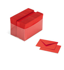 Scatola 100 cartoncini (200gr) + 100 buste (90gr) - rosso - formato 9 - Favini