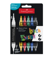 Marcatori Shake&Paint - colori assoriti basic - Faber-Castell - conf. 6 pz