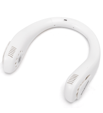 Ventilatore da collo 8 pollici 4W, bianco a 3 velocità, 1200mAh, Design a doppia turbina sinistra e destra, Ricarica USB Ventilatore da collo 8 pollici 4W, bianco a 3 velocità, 1200mAh, Design a doppia turbina sinistra e destra, Ricarica USB