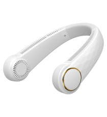Ventilatore da collo 8 pollici 4W, bianco a 3 velocità, 2000mAh, Design a doppia turbina sinistra e destra, Ricarica USB Ventilatore da collo 8 pollici 4W, bianco a 3 velocità, 2000mAh, Design a doppia turbina sinistra e destra, Ricarica USB