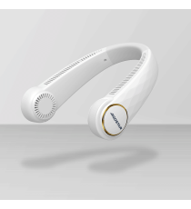 Ventilatore da collo 8 pollici 4W, bianco a 3 velocità, 2000mAh, Design a doppia turbina sinistra e destra, Ricarica USB Ventilatore da collo 8 pollici 4W, bianco a 3 velocità, 2000mAh, Design a doppia turbina sinistra e destra, Ricarica USB
