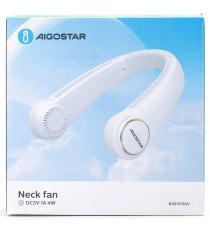 Ventilatore da collo 8 pollici 4W, bianco a 3 velocità, 2000mAh, Design a doppia turbina sinistra e destra, Ricarica USB Ventilatore da collo 8 pollici 4W, bianco a 3 velocità, 2000mAh, Design a doppia turbina sinistra e destra, Ricarica USB