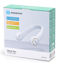 Ventilatore da collo 8 pollici 4W, bianco a 3 velocità, 2000mAh, Design a doppia turbina sinistra e destra, Ricarica USB Ventilatore da collo 8 pollici 4W, bianco a 3 velocità, 2000mAh, Design a doppia turbina sinistra e destra, Ricarica USB