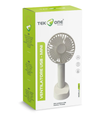 Mini ventilatore USB portatile 2W bianco silenzioso,TekOne BR04B batteria1200mAh, con base supporto smartphone 88×164×46mm Mini ventilatore USB portatile 2W bianco silenzioso,TekOne BR04B batteria1200mAh, con base supporto smartphone 88×164×46mm