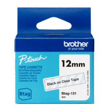 Brother - Nastro adesivo - Nero/Trasparente - 12mm x 4mt - BTAG131 Brother - Nastro adesivo - Nero/Trasparente - 12mm x 4mt - BTAG131