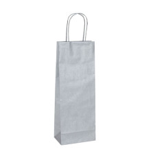 Portabottiglie BARBERA - maniglie cordino - 14 x 9 x 38 cm - carta biokraft - argento - Mainetti Bags - conf. 20 pezzi Portabottiglie BARBERA - maniglie cordino - 14 x 9 x 38 cm - carta biokraft - argento - Mainetti Bags - conf. 20 pezzi