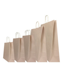 Shopper Twisted - maniglie cordino - 26 x 11 x 34,5 cm - carta kraft - sabbia - Mainetti Bags - conf. 25 pezzi Shopper Twisted - maniglie cordino - 26 x 11 x 34,5 cm - carta kraft - sabbia - Mainetti Bags - conf. 25 pezzi