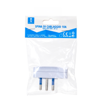 Spina piatta 10A 250V SPA11 2P+T bianca max 1500W - tipo italiana - costruita con materiali di altaqualità - certificazione CE Spina piatta 10A 250V SPA11 2P+T bianca max 1500W - tipo italiana - costruita con materiali di altaqualità - certificazione CE