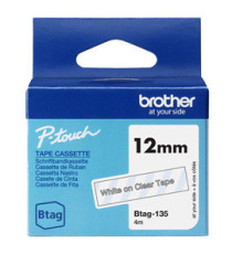 Brother - Nastro -  Bianco/Trasparente - BTAG135 - 12mm x 8mt Brother - Nastro -  Bianco/Trasparente - BTAG135 - 12mm x 8mt
